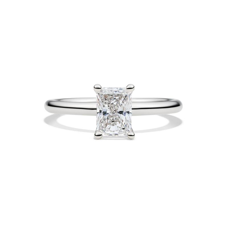 Lab Grown Diamond Radiant-Cut Solitaire Ring in 14K White Gold (1 ct.) – Image 1 of 4