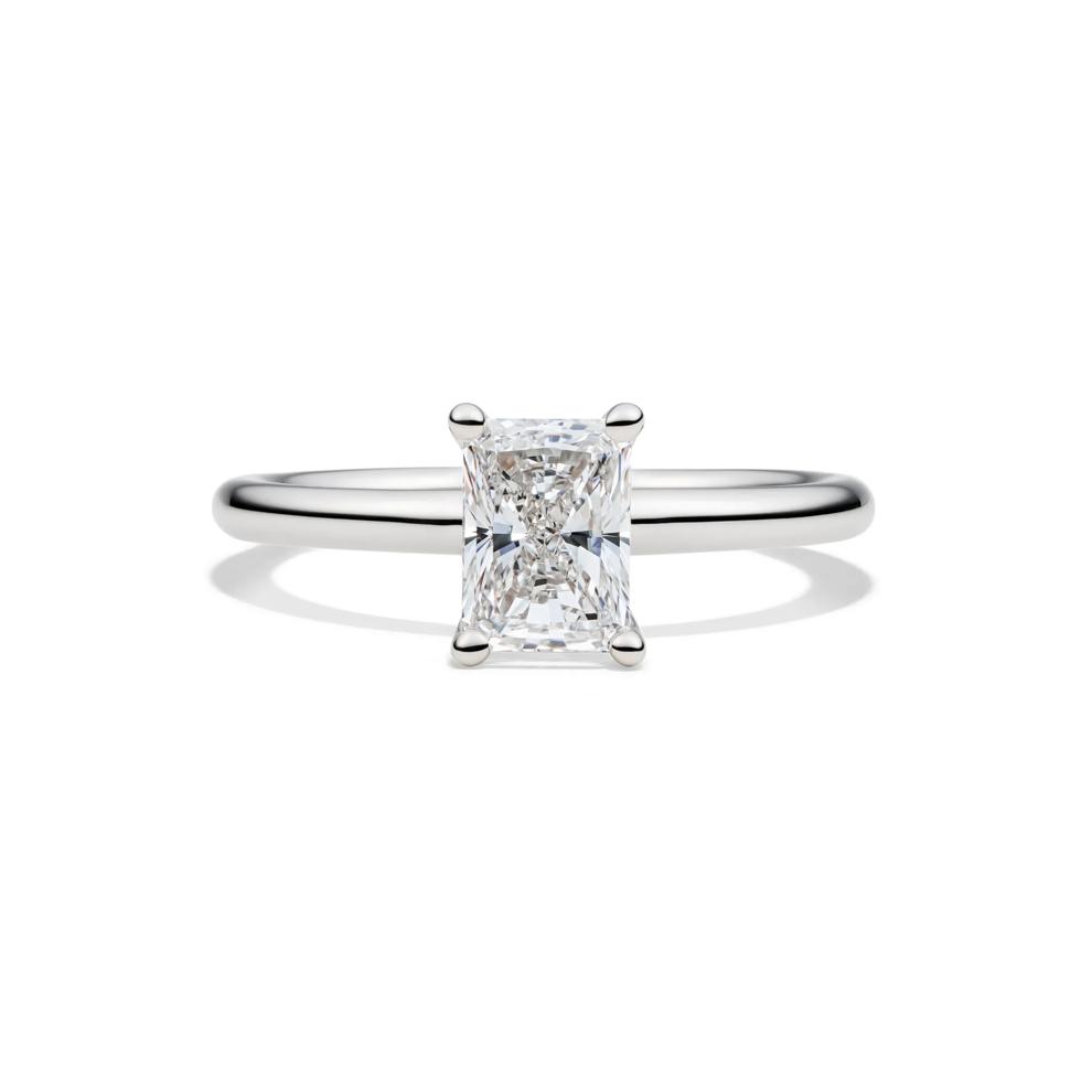 Lab Grown Diamond Radiant-Cut Solitaire Ring in 14K White Gold (1 ct.) – Image 1 of 4