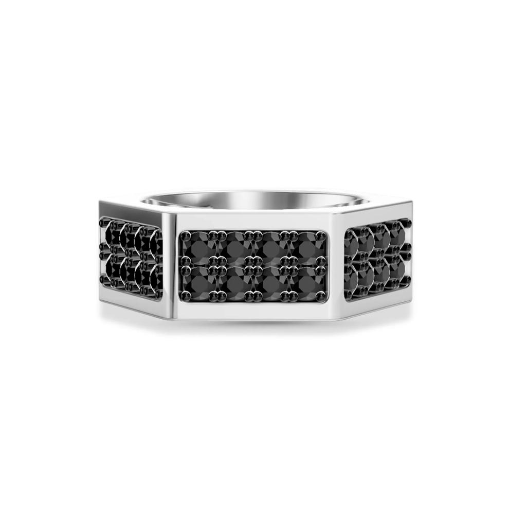 Men's Black Lab Grown Diamond Hex Nut Wide Band in Sterling Silver (1 5/8 ct. tw.) – Image 1 of 4