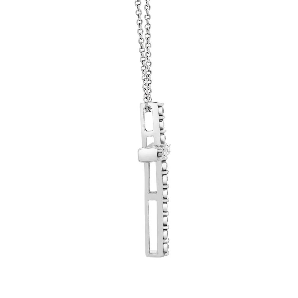 Diamond Cross Pendant in Sterling Silver (1/10 ct. tw.) – Image 2 of 4