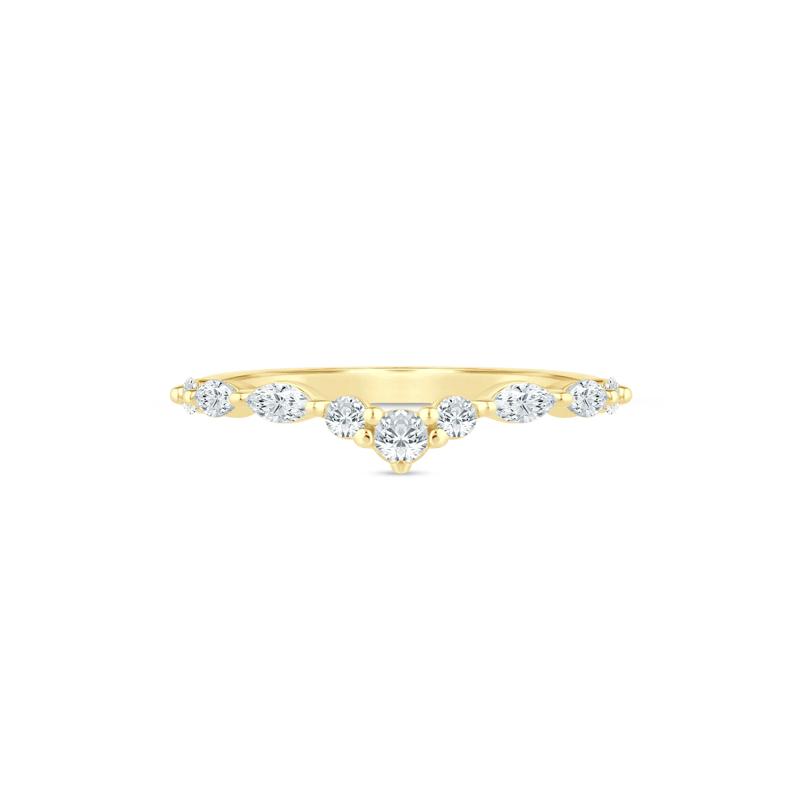 Lab Grown Diamond Round and Marquise Contour Band in 14K Yellow Gold &#40;3/8 ct. tw.&#41; – Image 1 of 3