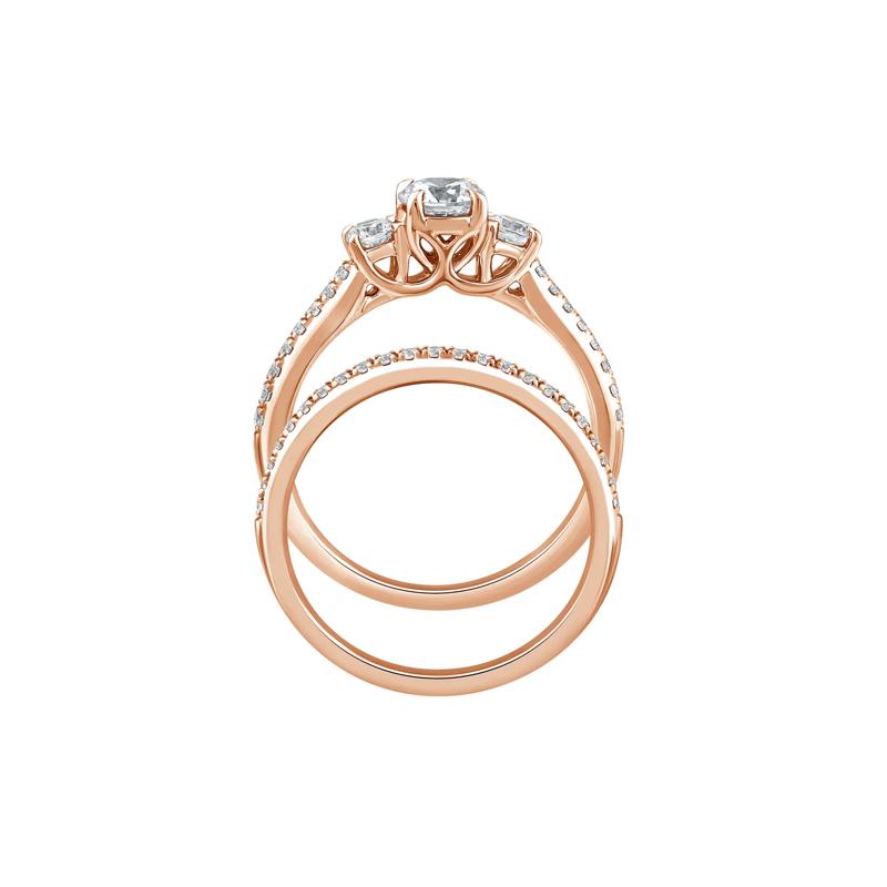 Lab Grown Diamond Three-Stone Engagement Set in 10K Rose Gold (1 ct. tw.) – Image 2 of 3