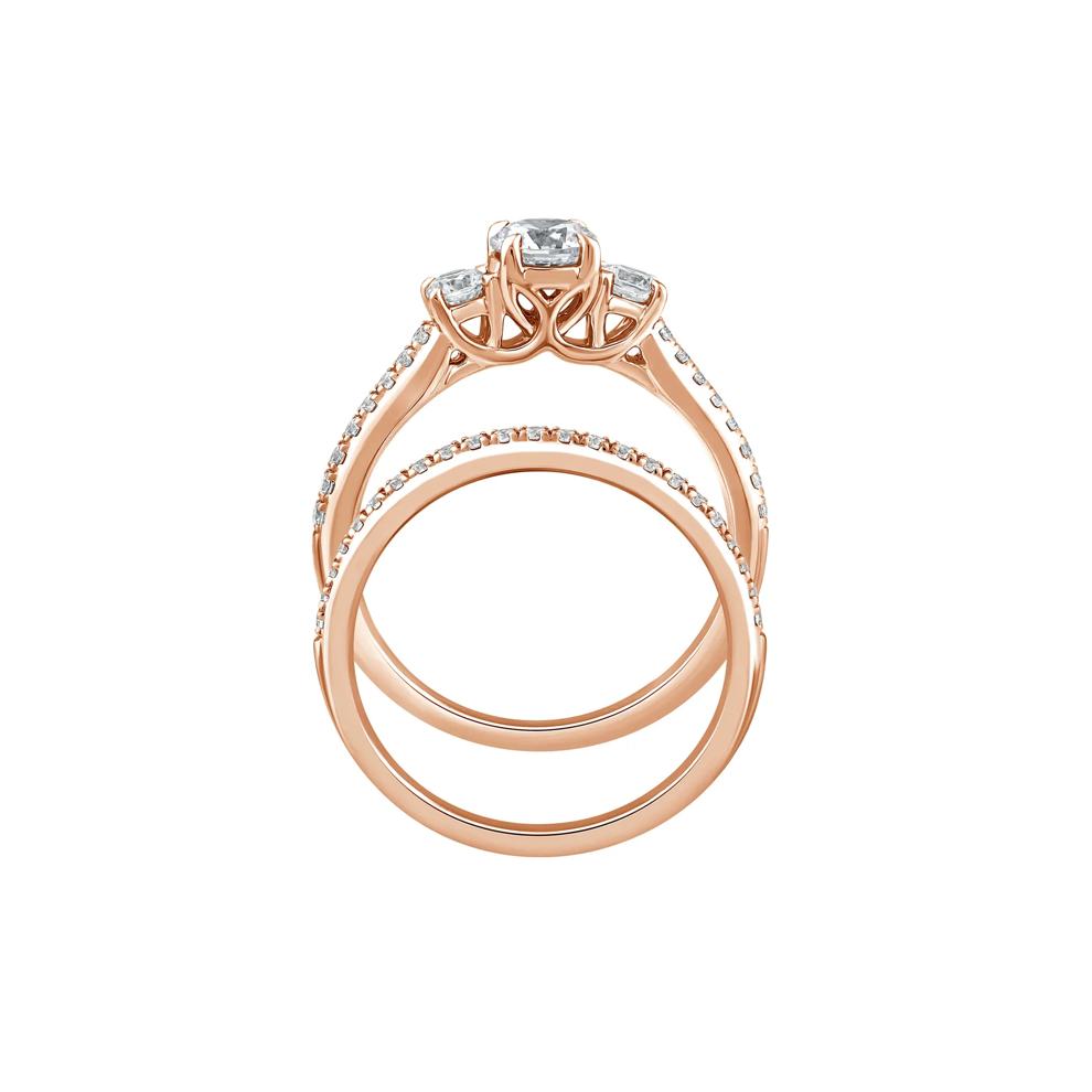 Lab Grown Diamond Three-Stone Engagement Set in 10K Rose Gold (1 ct. tw.) – Image 2 of 3