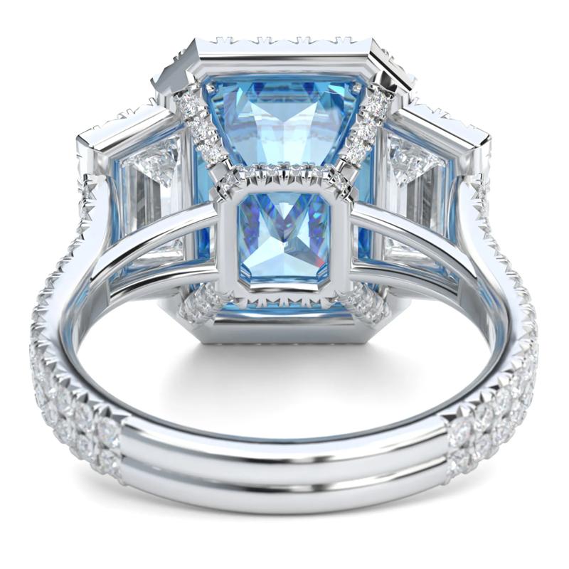 Lab Grown Diamond Blue Diamond Center Engagement Ring in Platinum (7 1/2 ct. tw.) – Image 4 of 4