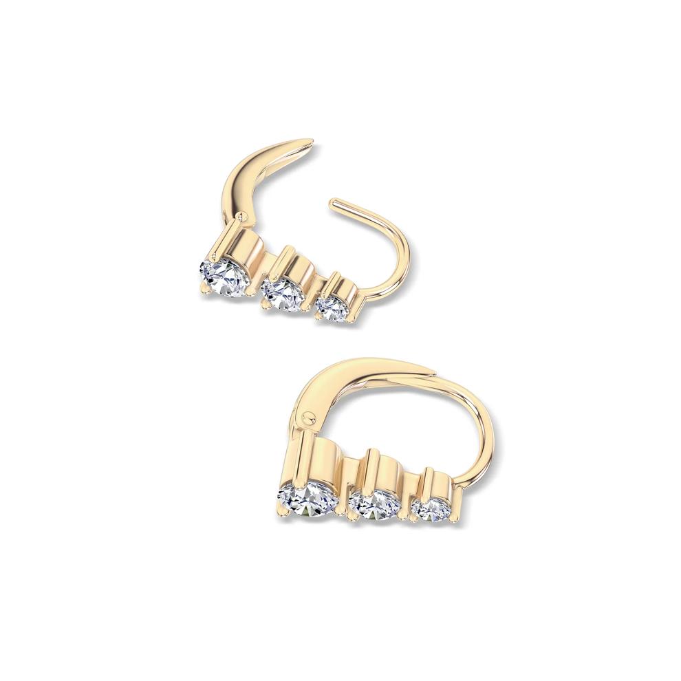 Lab Grown Diamond Three-Stone Earrings in 14K Yellow Gold (3/4 ct. tw.) – Image 2 of 2