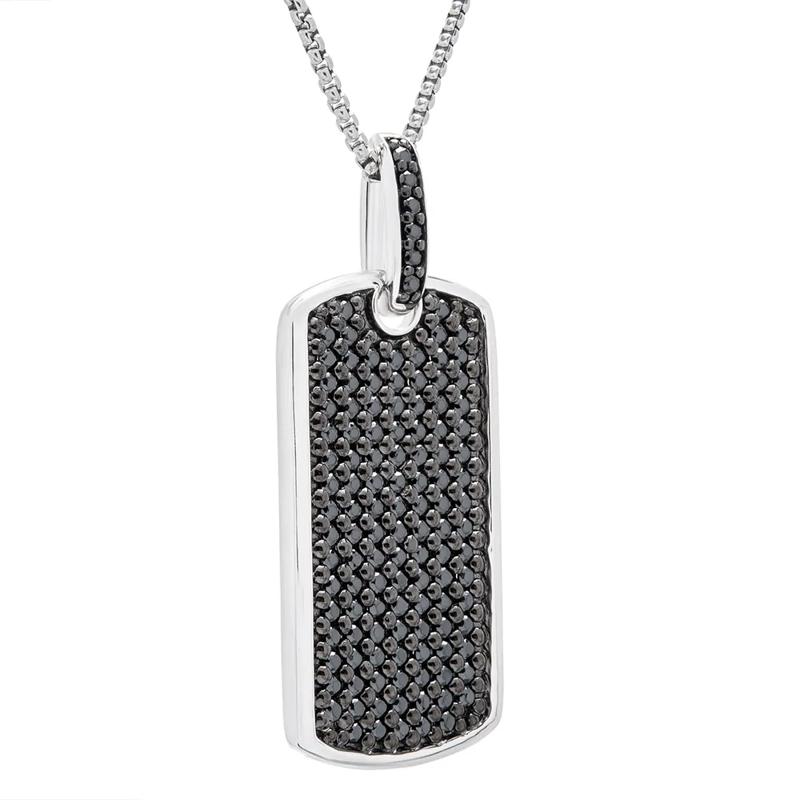 Black Diamond Dog Tag Pendant in Sterling Silver &#40;1 ct. tw.&#41; – Image 2 of 3