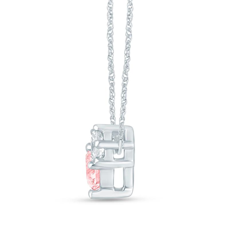 Lab Grown Diamond Pink and White Diamond Three-Stone Necklace in 14K White Gold &#40;1/2 ct. tw.&#41; – Image 2 of 3