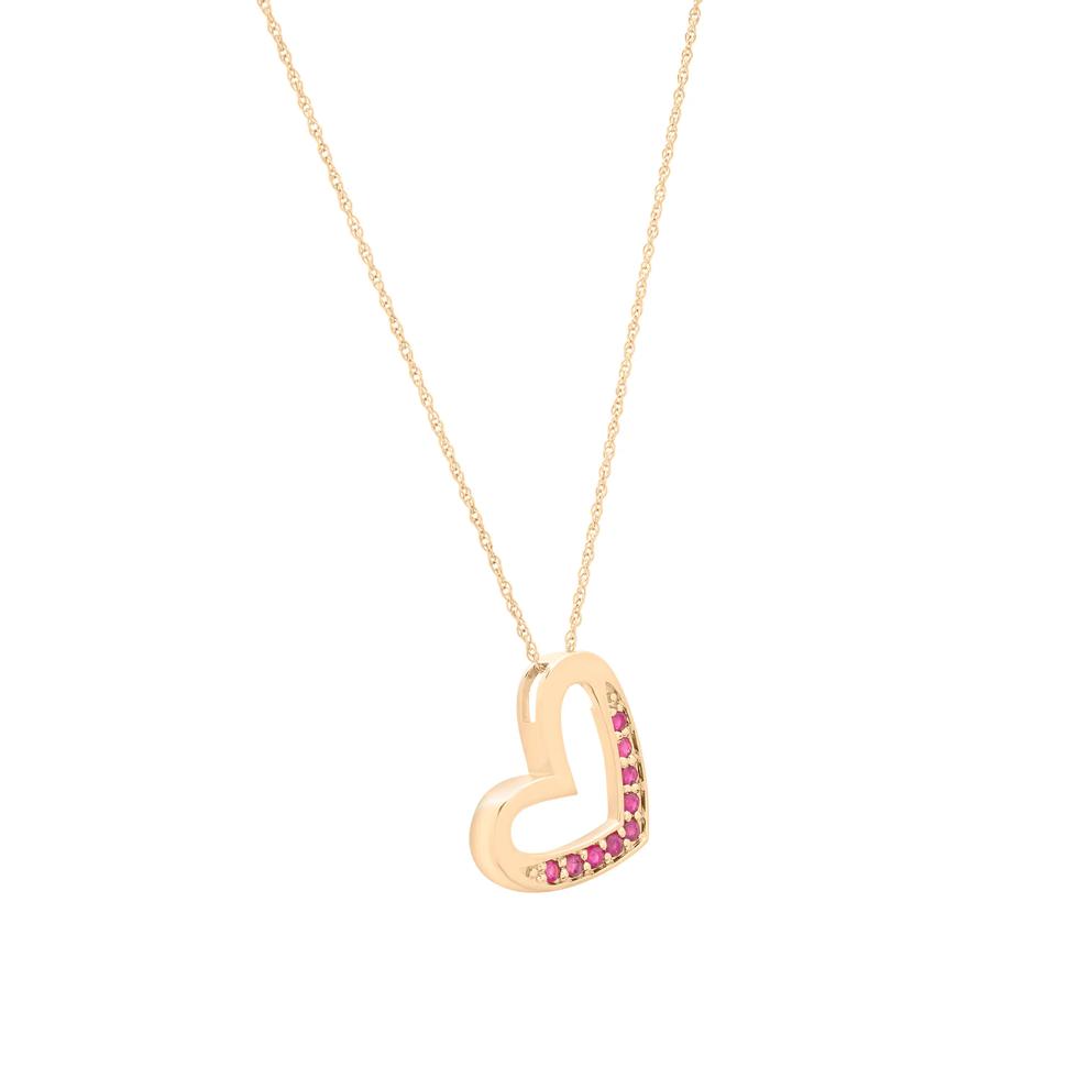 Ruby Open Heart Pendant in 10K Yellow Gold – Image 2 of 4