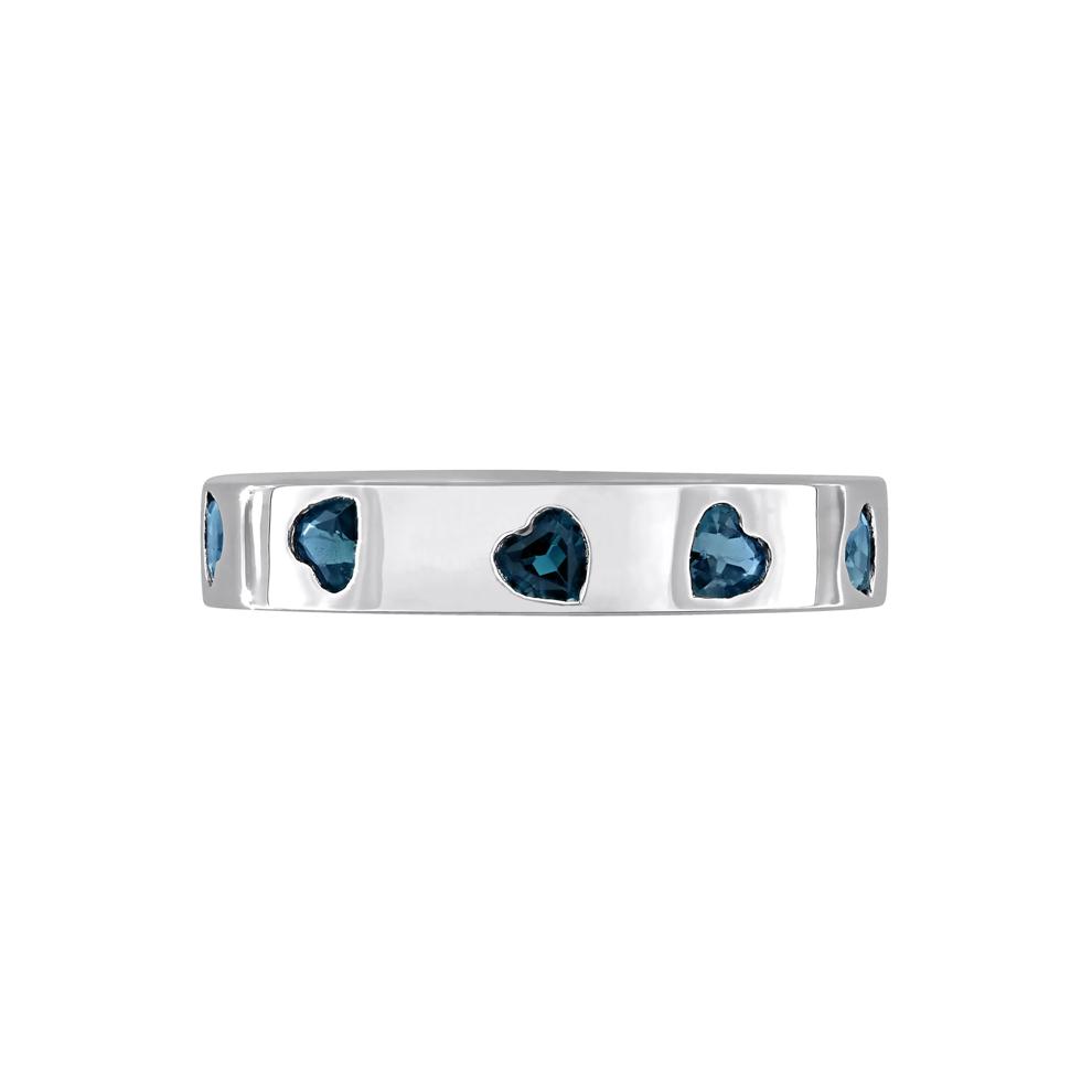 Heart-Shaped London Blue Topaz Eternity Band in Sterling Silver – Image 1 of 7