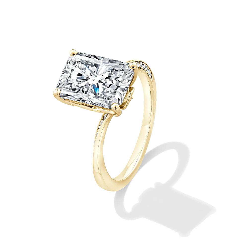 Lab Grown Diamond Radiant Center Engagement Ring in 18K Yellow Gold (4 1/5 ct. tw.) – Image 4 of 4