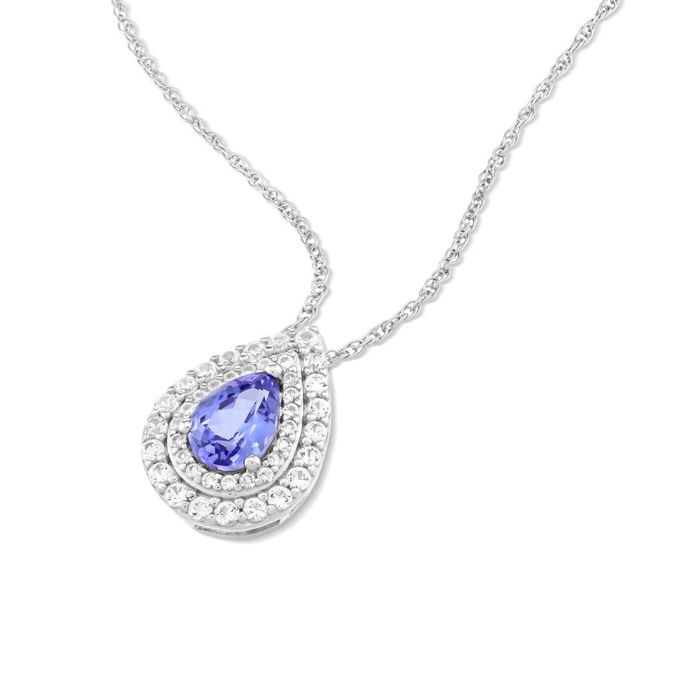 Tanzanite &amp; Lab-Created White Sapphire Pendant Necklace in Sterling Silver – Image 4 of 4