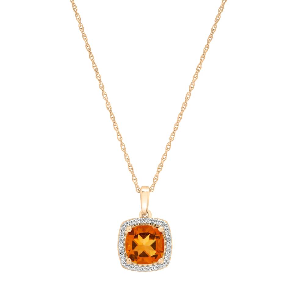 Citrine and Diamond Halo Pendant in 10K Yellow Gold (1/10 ct. tw.) – Image 1 of 4