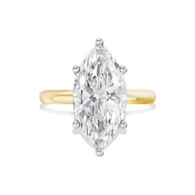 Lab Grown Diamond Marquise Solitaire Engagement Ring in 14K Yellow & White Gold (5 ct.)
