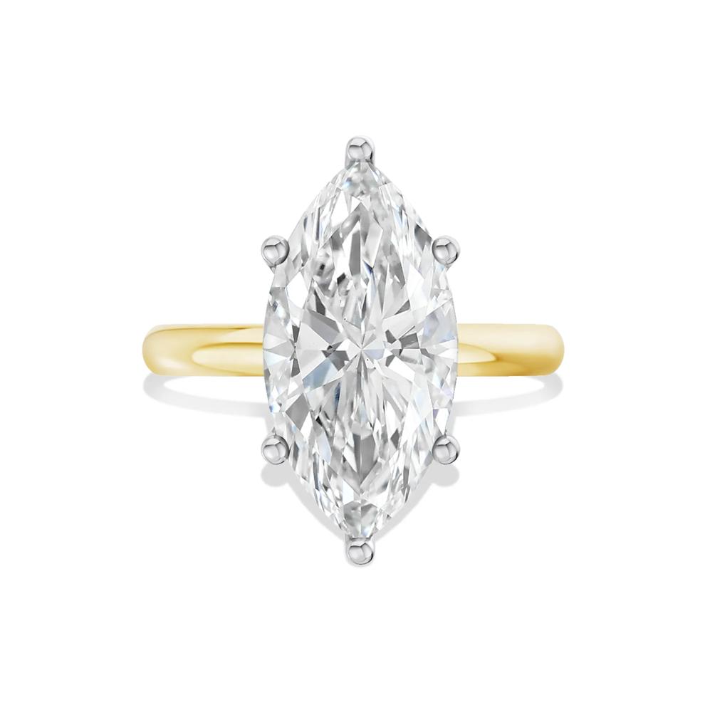 Lab Grown Diamond Marquise Solitaire Engagement Ring in 14K Yellow &amp; White Gold (5 ct.) – Image 1 of 4