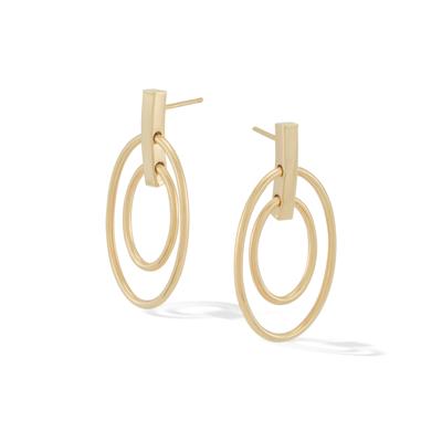 Double Oval Dangle Earrings in 14K Yellow Gold
