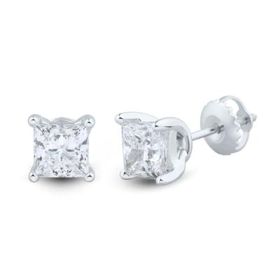 Lab Grown Diamond Stud Earrings with Princess-Cut Solitaires in 14K Gold (1 ct. tw.)