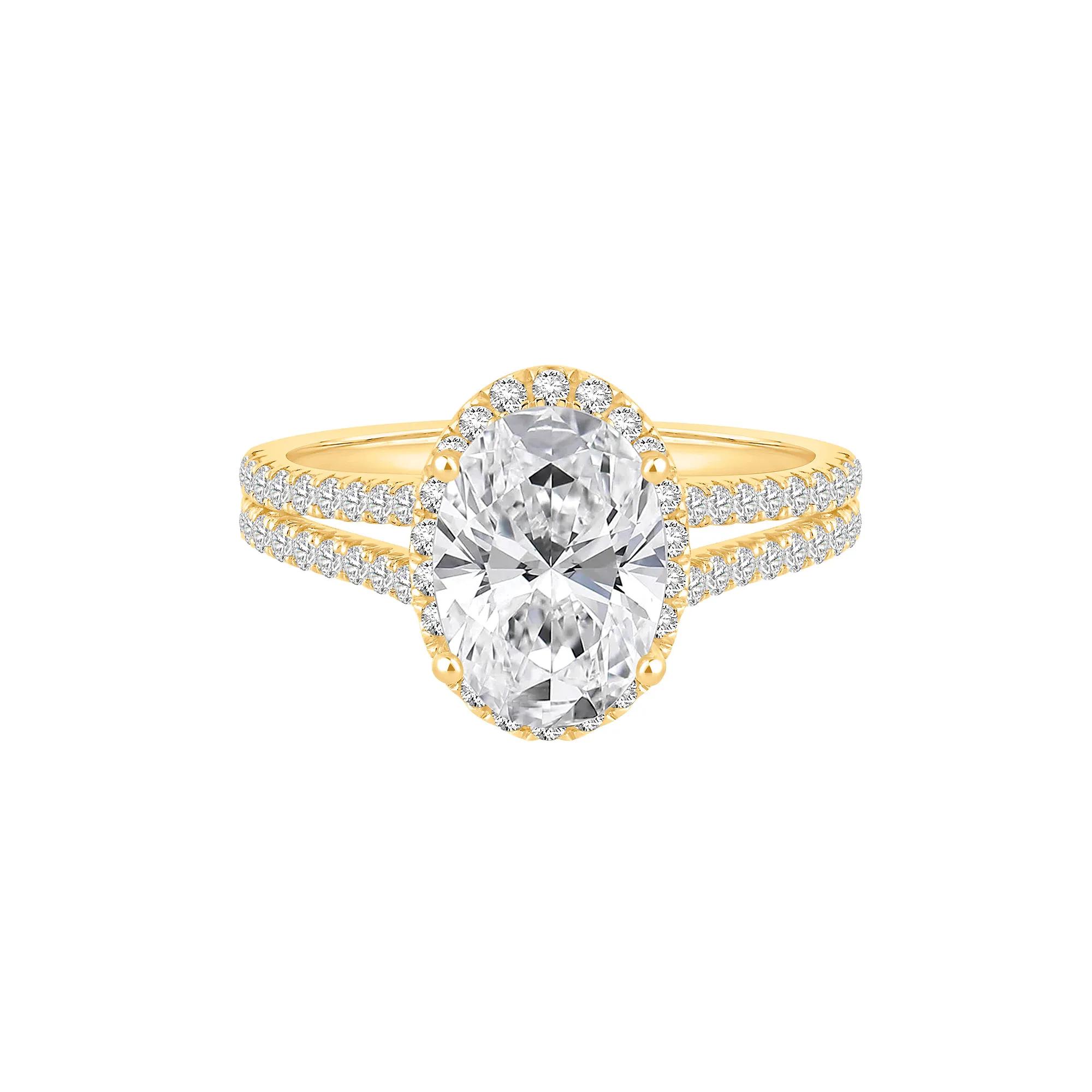 Lab Grown Diamond Oval Halo Engagement Ring in 14K Yellow Gold