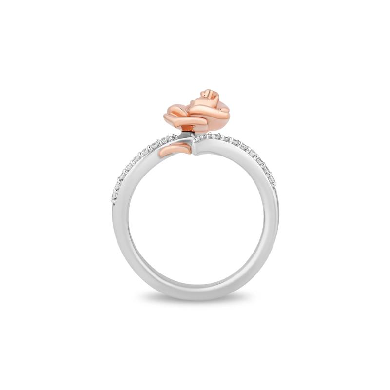 Belle Diamond Rose Bypass Ring in Sterling Silver and 10K Rose Gold &#40;1/6 ct. tw.&#41; – Image 2 of 4