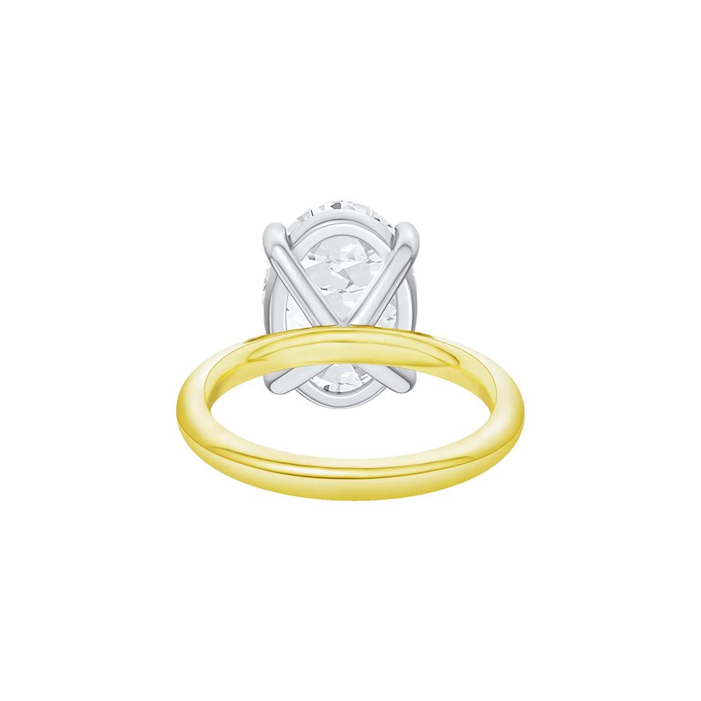 Lab Grown Diamond Oval Solitaire Ring in 14K Yellow &amp; White Gold (9 ct.) – Image 4 of 5