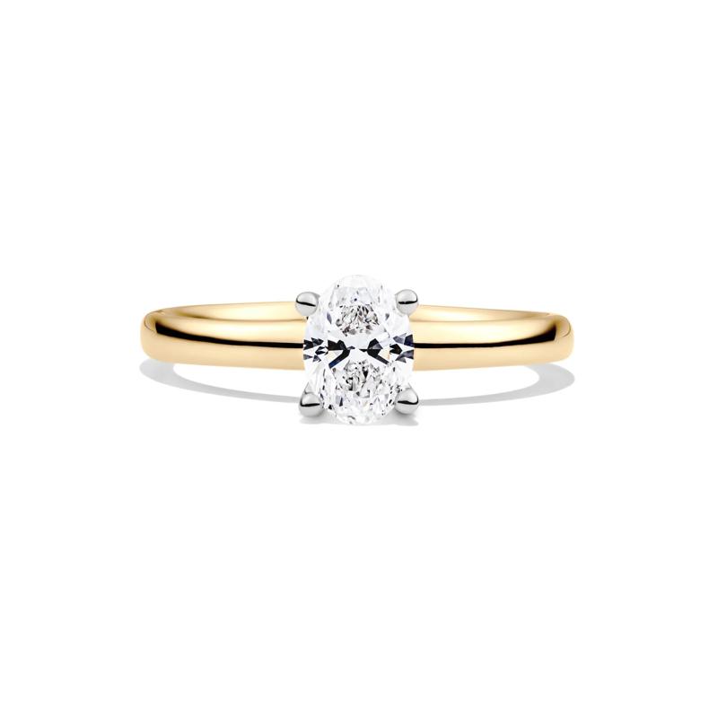 Diamond Oval Solitaire Engagement Ring in 14K Yellow Gold &#40;1 ct.&#41; – Image 1 of 5