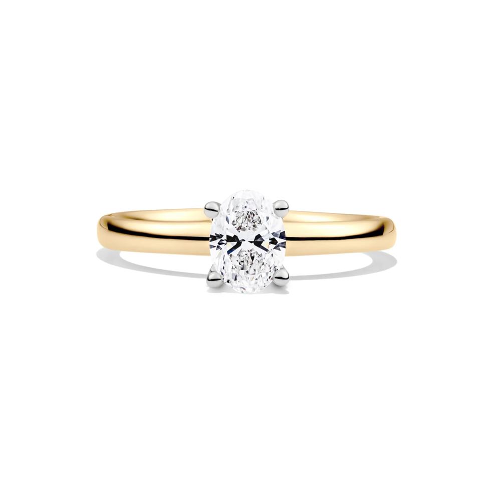 Diamond Oval Solitaire Engagement Ring in 14K Yellow Gold (1 ct.) – Image 1 of 5