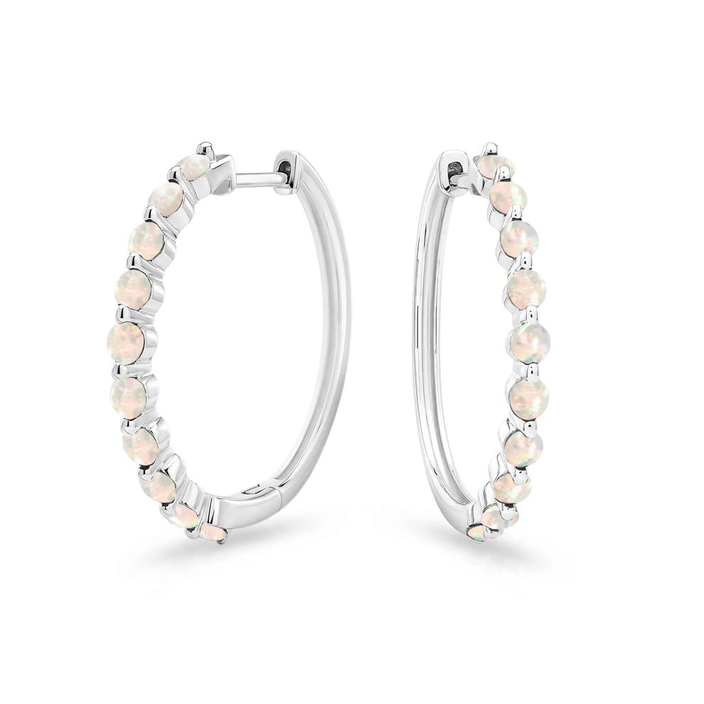 Lab-Created Opal Round Hoop Earrings in Sterling Silver – Image 1 of 3