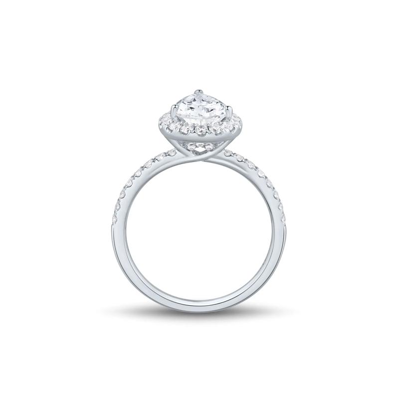 Lab Grown Diamond Pear-Shaped Halo Engagement Ring in 14K White Gold &#40;2 ct. tw.&#41; – Image 2 of 3