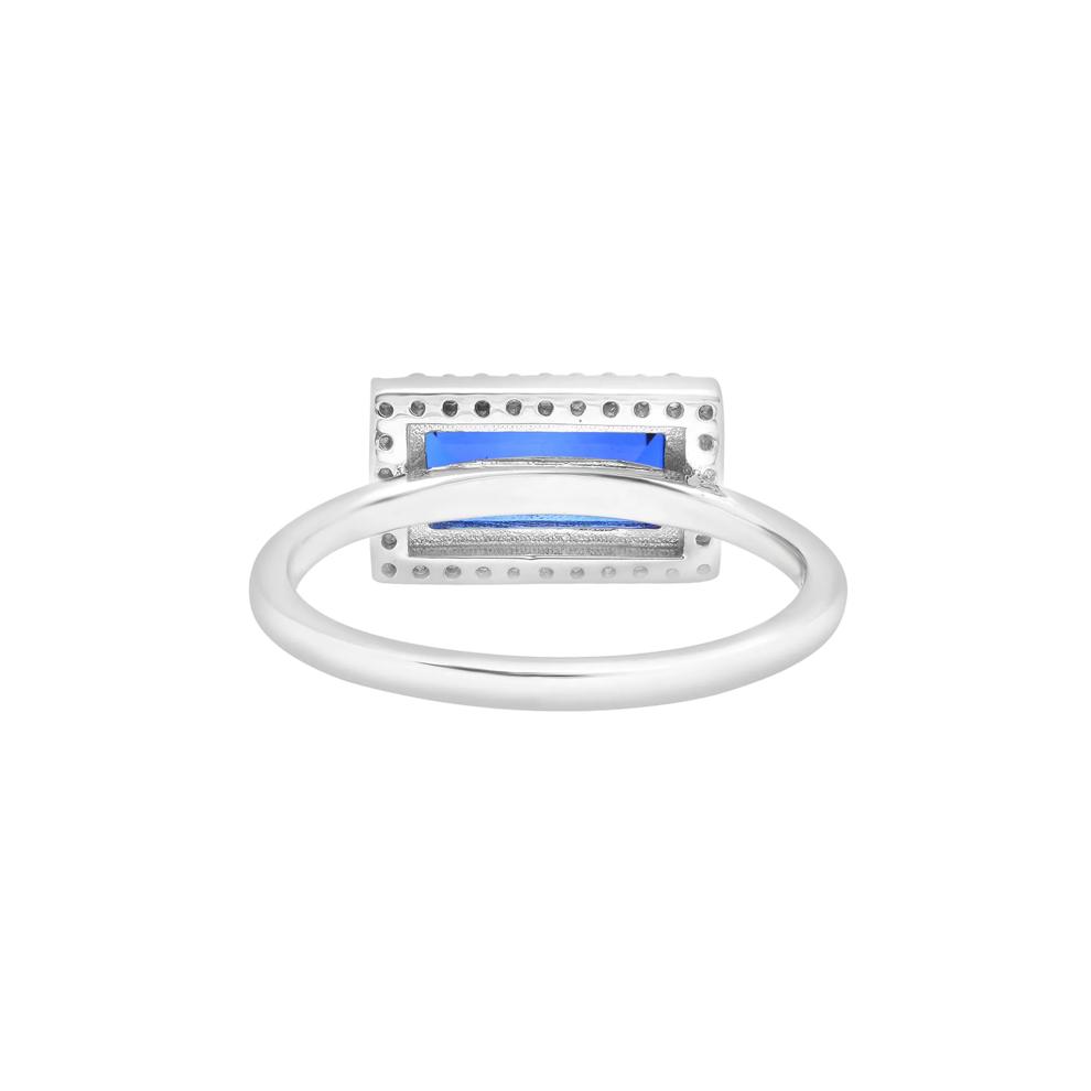 Lab-Created Blue and White Sapphire Cocktail Ring in Sterling Silver – Image 4 of 5