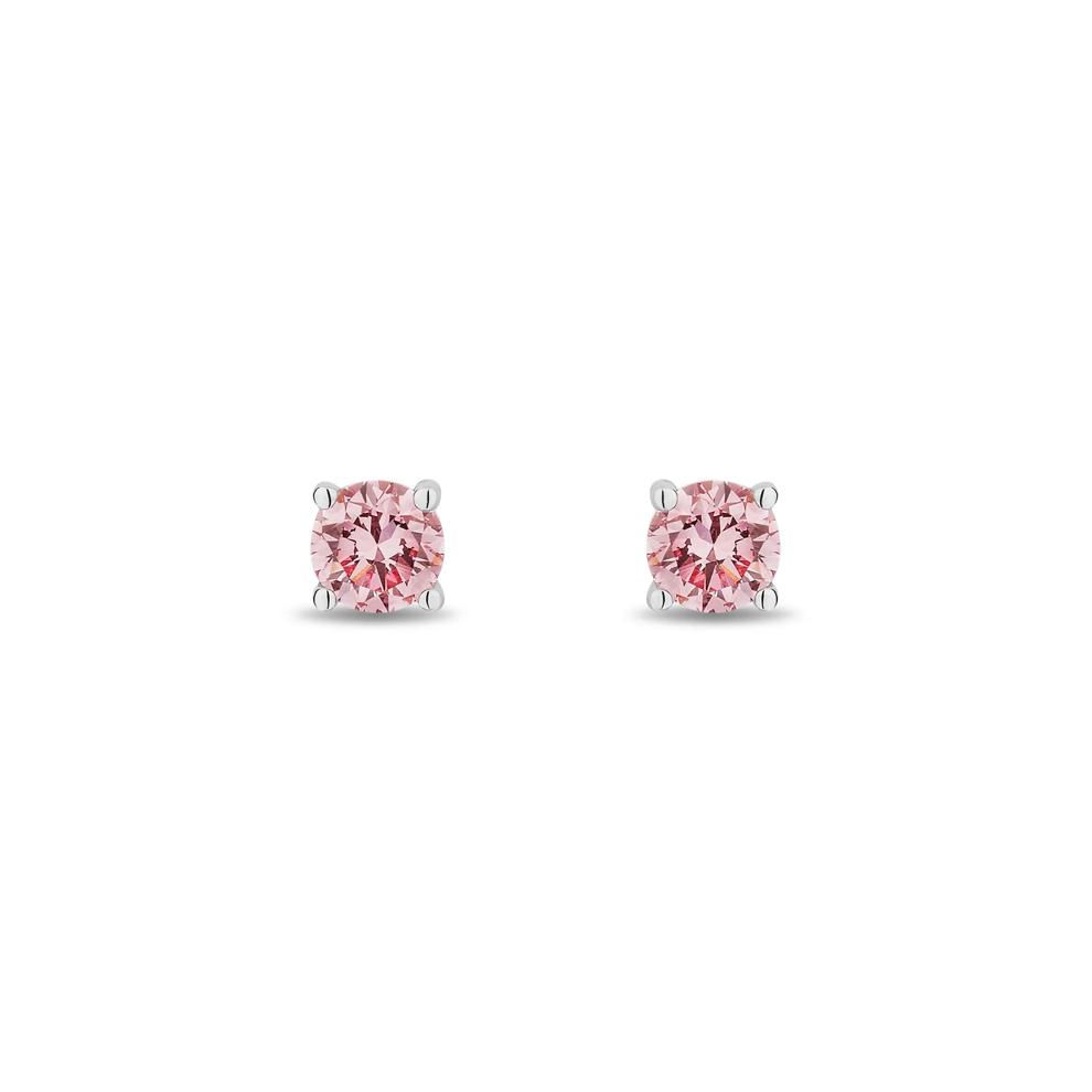 Lab Grown Diamond Pink Stud Earrings in 14K White Gold (1/4 ct. tw.) – Image 2 of 2