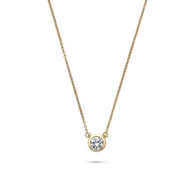 Lab Grown Diamond Bezel-Set Solitaire Pendant in 14K Yellow Gold (1/2 ct. tw.)
