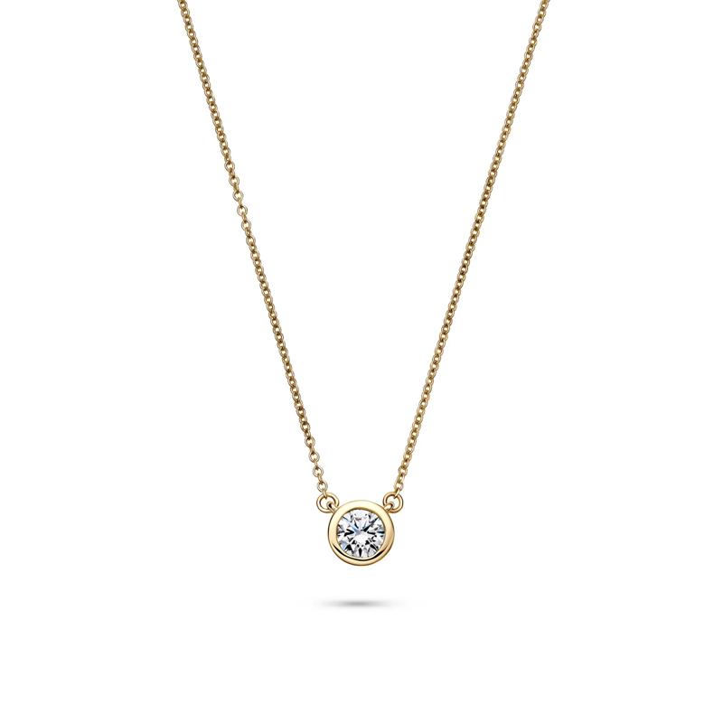 Lab Grown Diamond Bezel-Set Solitaire Pendant in 14K Yellow Gold (1/2 ct. tw.) – Image 1 of 4