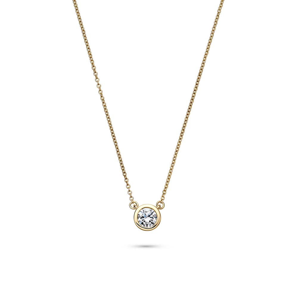 Lab Grown Diamond Bezel-Set Solitaire Pendant in 14K Yellow Gold (1/2 ct. tw.) – Image 1 of 4