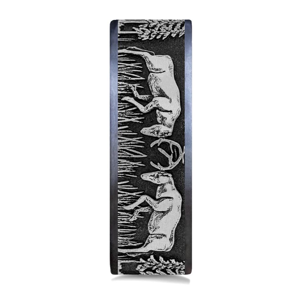 Men&rsquo;s Deer Fight Wedding Band, 7.5MM  – Image 3 of 3