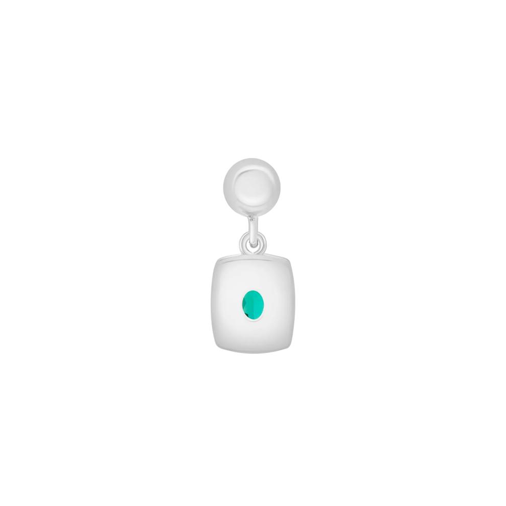 Lab-Created Emerald Medallion Birthstone Bead Charm in Sterling Silver – Image 3 of 3