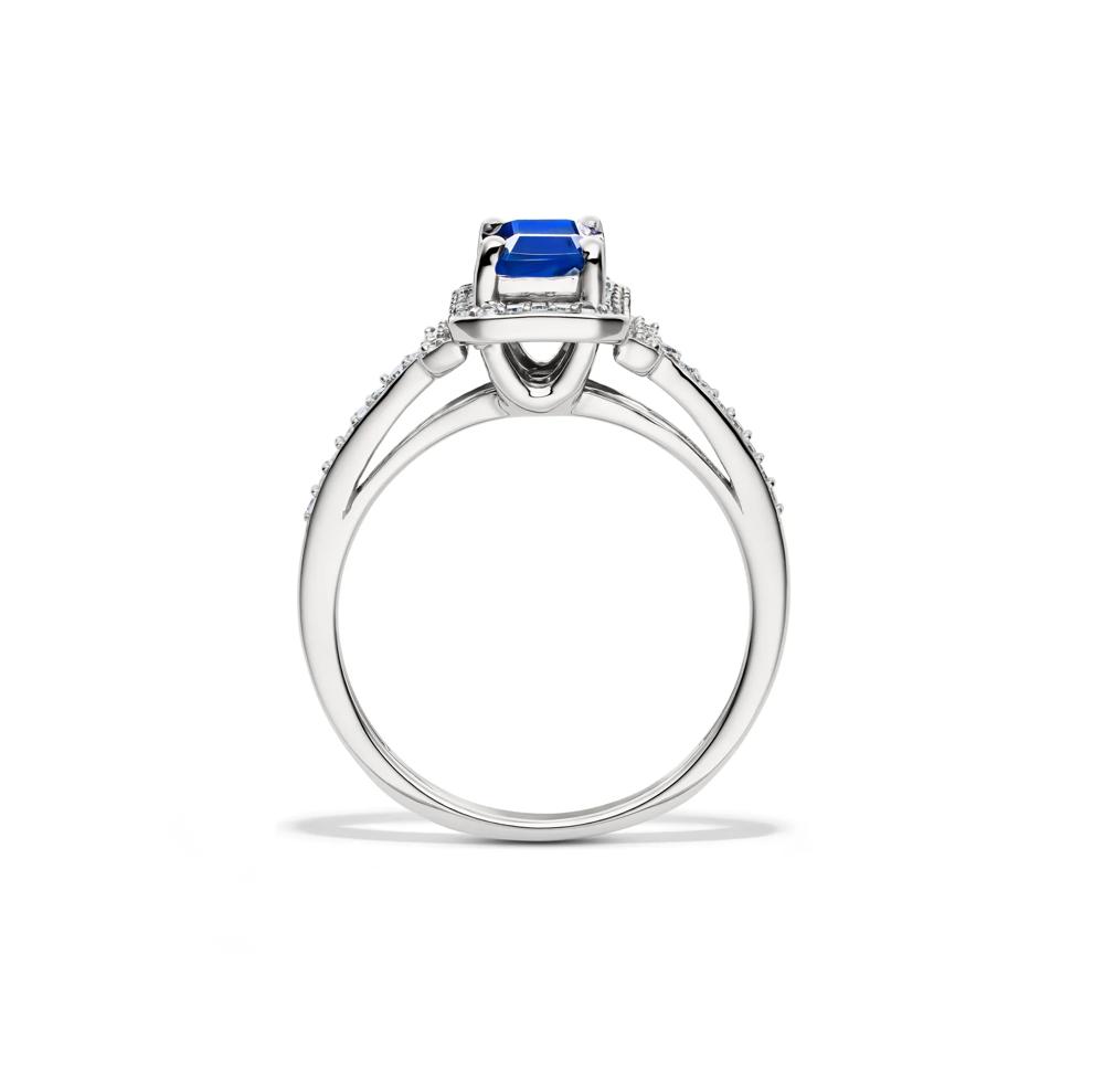 Sapphire &amp; 1/5 ct. tw. Diamond Ring in 10K White Gold – Image 2 of 4