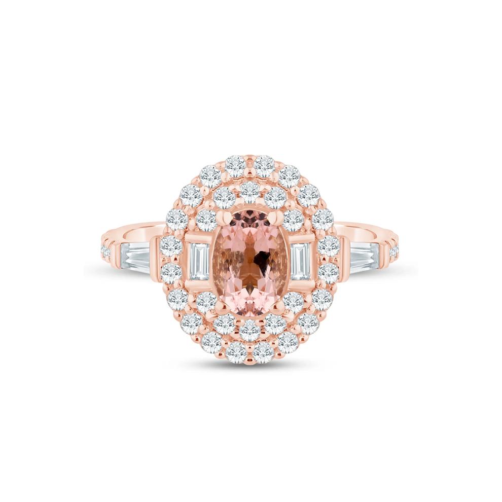 Morganite and Diamond Oval Ring in 14K Rose Gold (7/8 ct. tw.) – Image 1 of 3