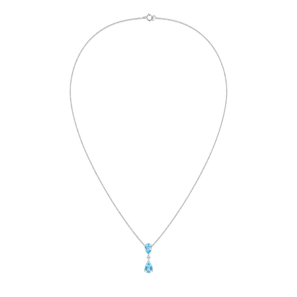 Swiss Blue Topaz &amp; Lab-Created White Sapphire Pendant Necklace in Sterling Silver – Image 3 of 4