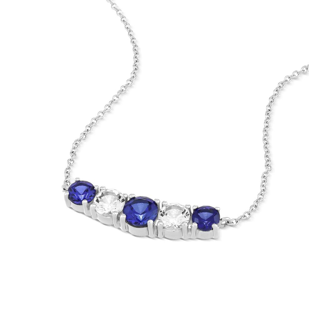 Lab-Created Blue Sapphire &amp; Lab-Created White Sapphire Necklace in Sterling Silver – Image 4 of 4