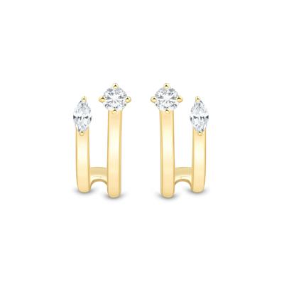Lab Grown Diamond Faux Stack J-Hoops in Vermeil (3/8 ct. tw.)