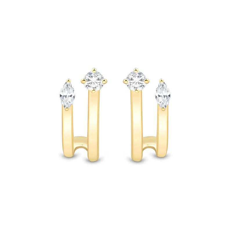 Lab Grown Diamond Faux Stack J-Hoops in Vermeil &#40;3/8 ct. tw.&#41; – Image 1 of 2