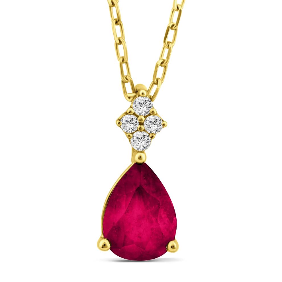 Ruby and Diamond Accent Drop Pendant in 10K Yellow Gold – Image 1 of 3