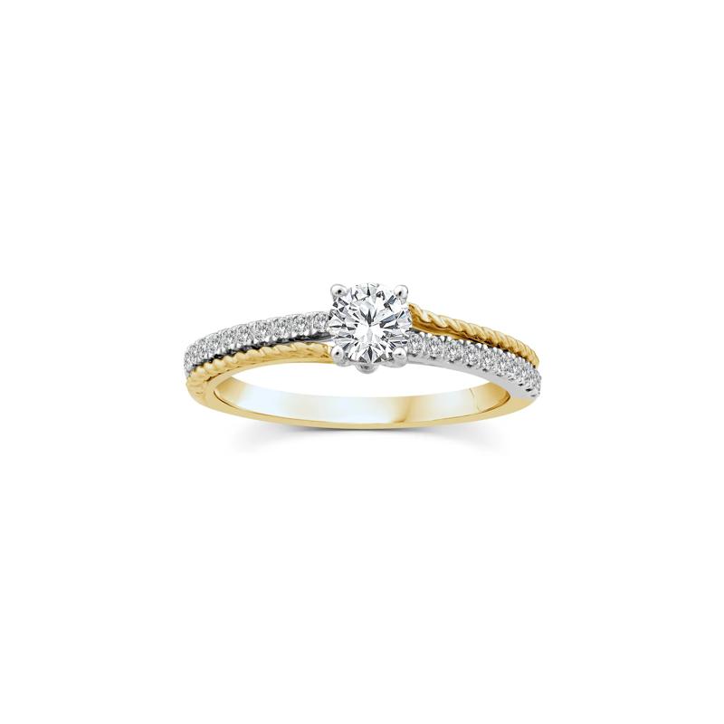 Diamond Twist Engagement Ring in 14K White and Yellow Gold &#40;5/8 ct. tw.&#41; – Image 1 of 3