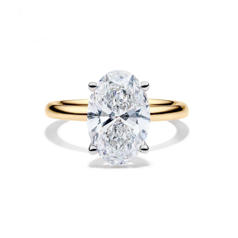 Lab Grown Diamond Oval Solitaire Engagement Ring in 14K Yellow Gold &#40;4 ct.&#41; – Image 1 of 4
