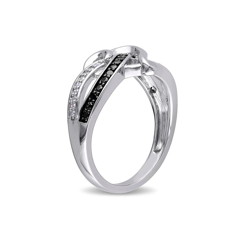 1/8 ct. tw. Black &amp; White Diamond Heart Ring in Sterling Silver – Image 3 of 4