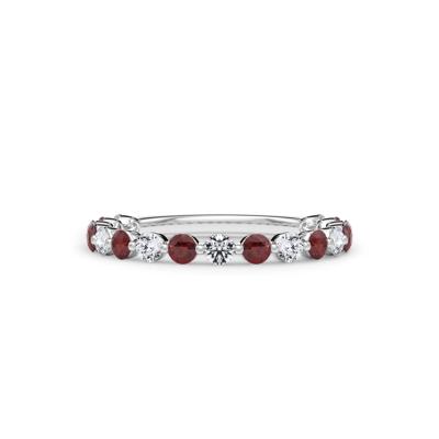 Lab Grown Diamond  & Lab-Created Ruby Half Eternity Anniversary Band in 14K White Gold (1/3 ct. tw.)