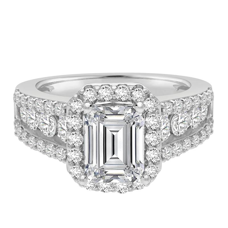 Lab Grown Diamond Halo Engagement Ring in 14K White Gold &#40;3 1/2 ct. tw.&#41; – Image 1 of 4
