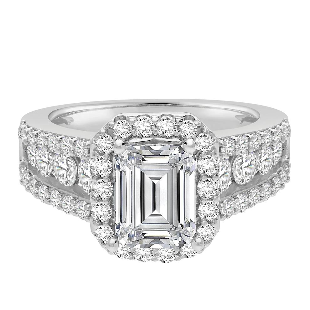 Lab Grown Diamond Halo Engagement Ring in 14K White Gold (3 1/2 ct. tw.) – Image 1 of 4