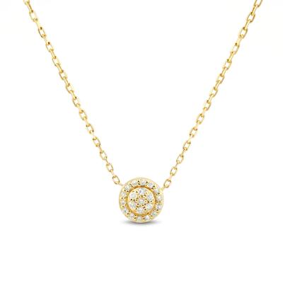 Diamond Cluster Halo Pendant Necklace in 10K Yellow Gold (1/10 ct. tw.)