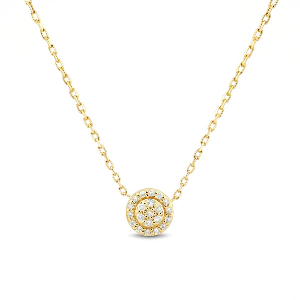 Diamond Cluster Halo Pendant Necklace in 10K Yellow Gold (1/10 ct. tw.) – Image 1 of 3