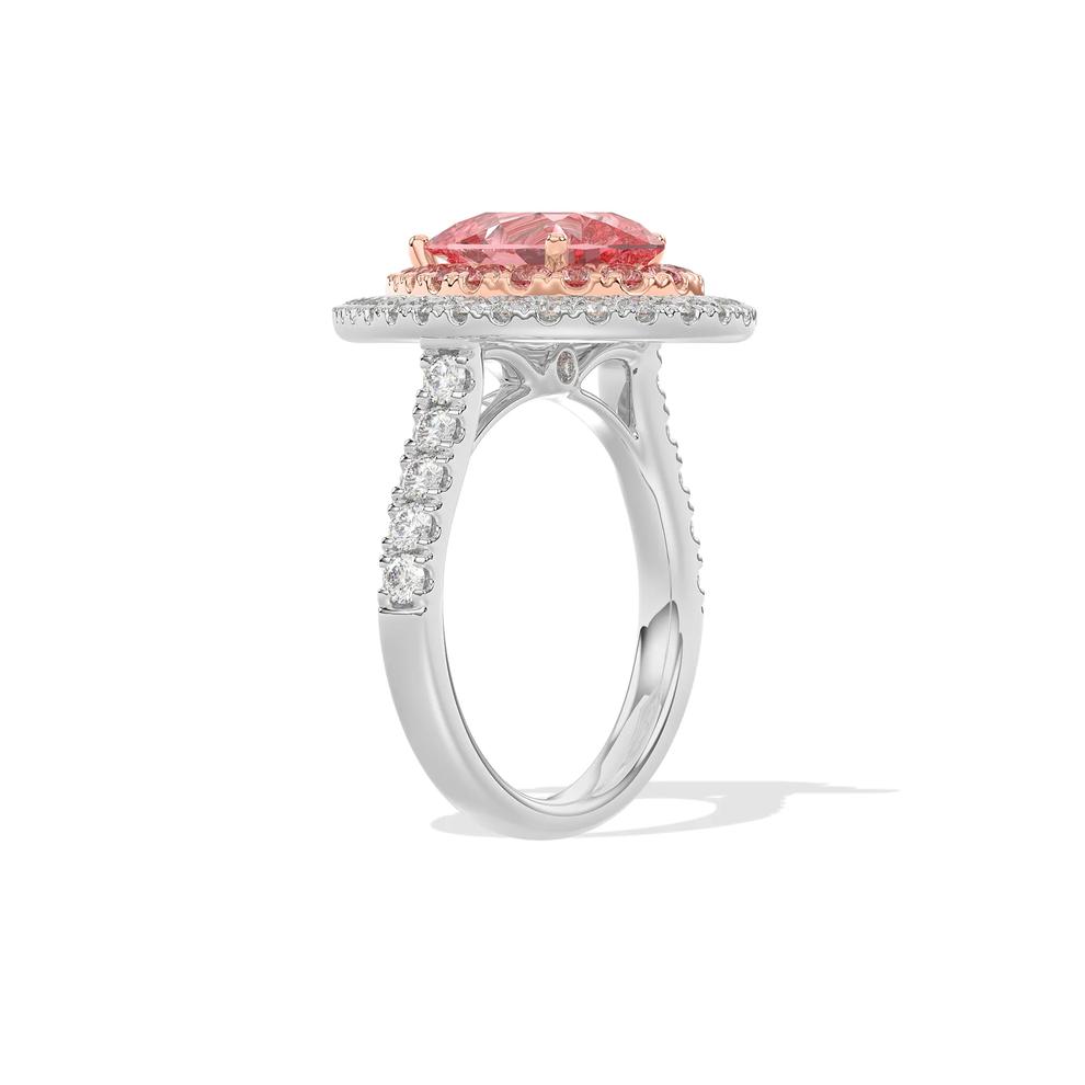 Lab Grown Diamond Pink Pear Halo Engagement Ring in 14K White Gold (4 1/4 ct. tw.) – Image 3 of 4